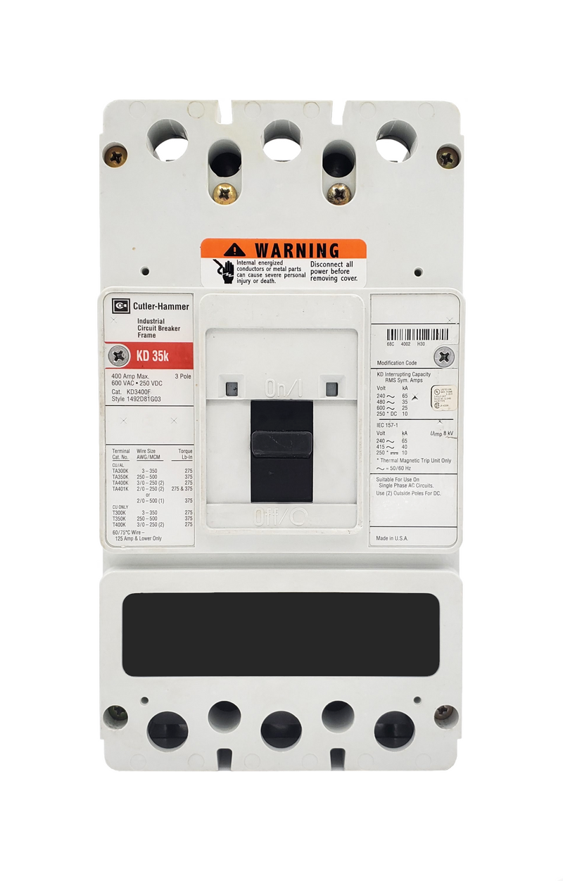 NEW Eaton Circuit Breaker KD3400F 3 Pole 400A Trip KD3400 KT3400T 600v - stock 1