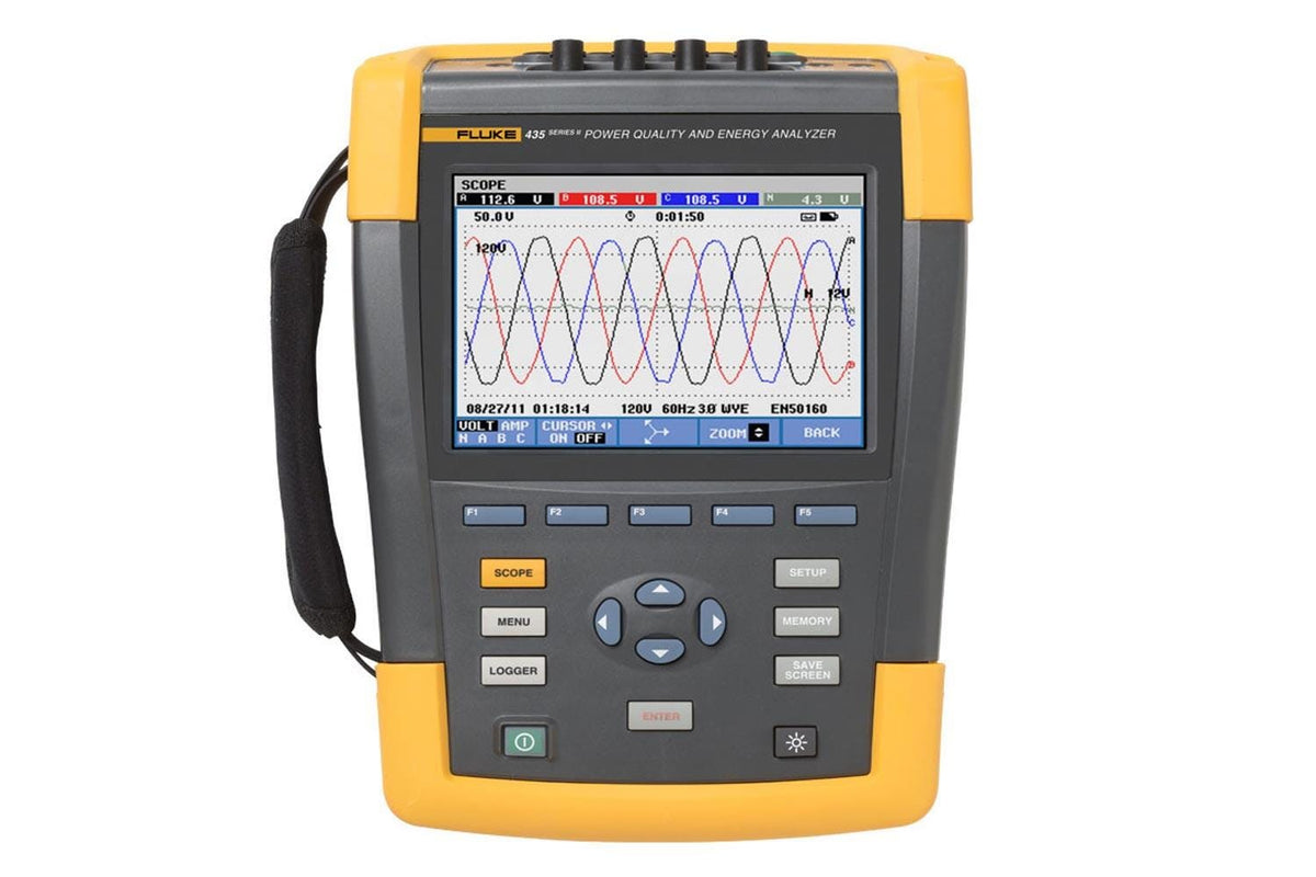 Fluke 435-II Power Quality and Energy Analyzer w/Harmonics, Transient- Demo unit - stock 1