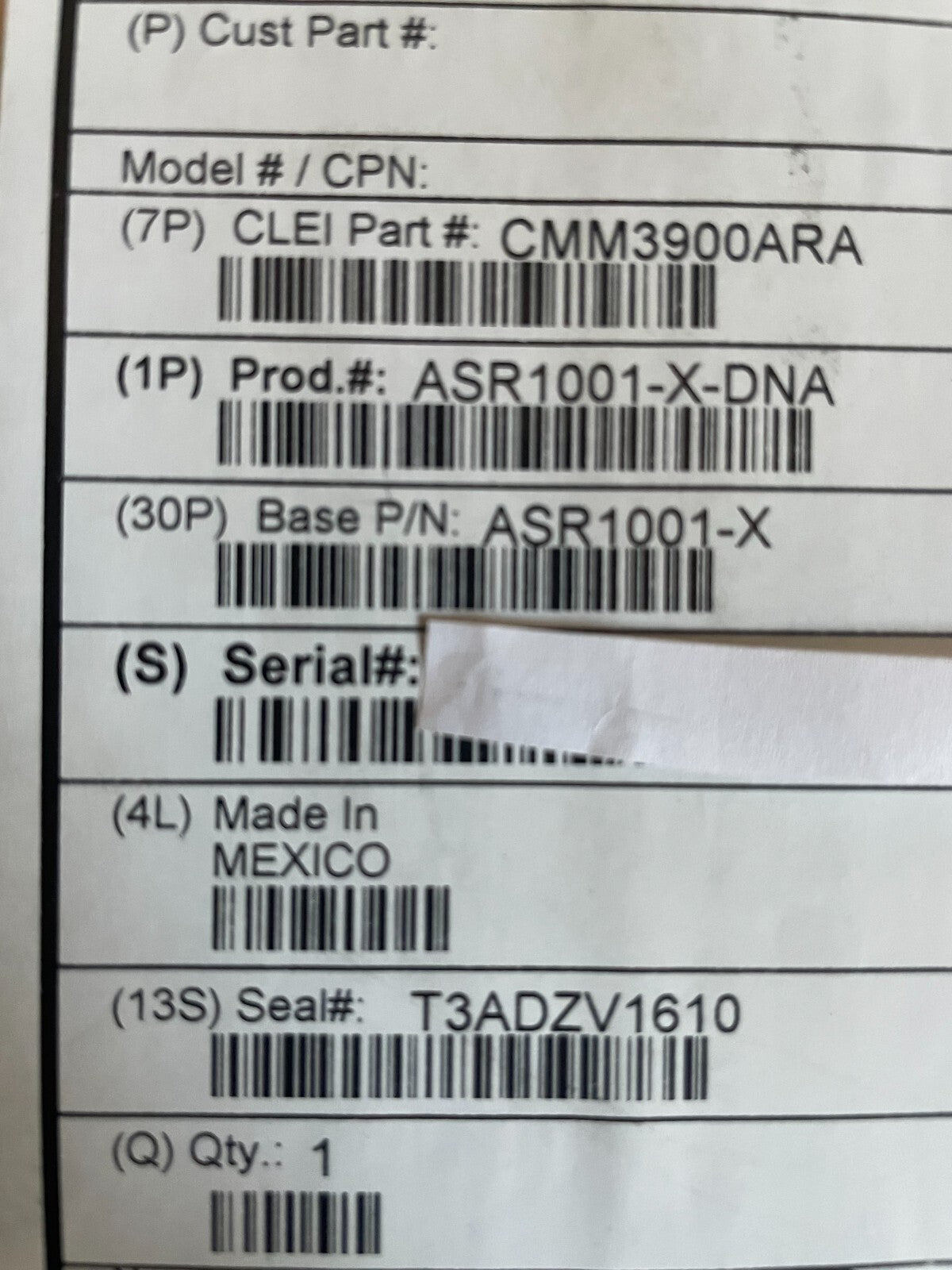 NEW SEALED Cisco ASR1001-X-DNA Chassis, 6 built-in GE, Dual AC P/S, 8GB DRAM - actual 1