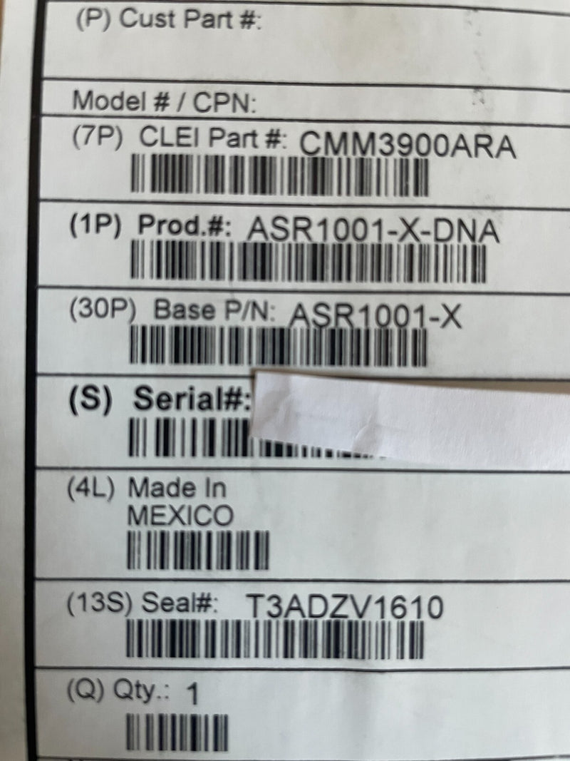 NEW SEALED Cisco ASR1001-X-DNA Chassis, 6 built-in GE, Dual AC P/S, 8GB DRAM - actual 1