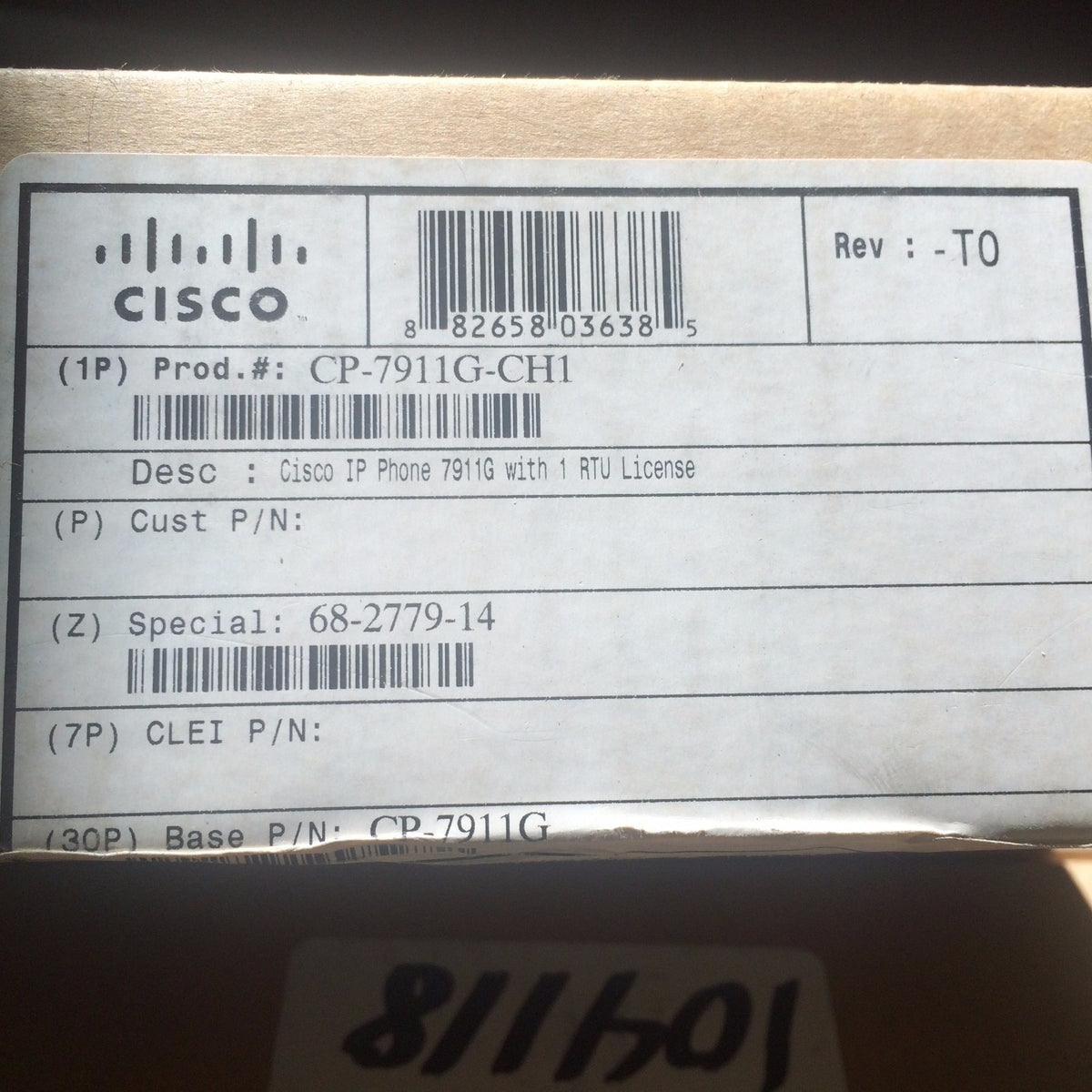 Cisco 7911 - CP-7911G-CH1 Unified IP Phone - Brand New - Qty 43 units Available - actual 1