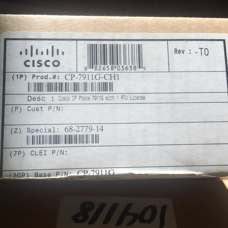 Cisco 7911 - CP-7911G-CH1 Unified IP Phone - Brand New - Qty 43 units Available - actual 1