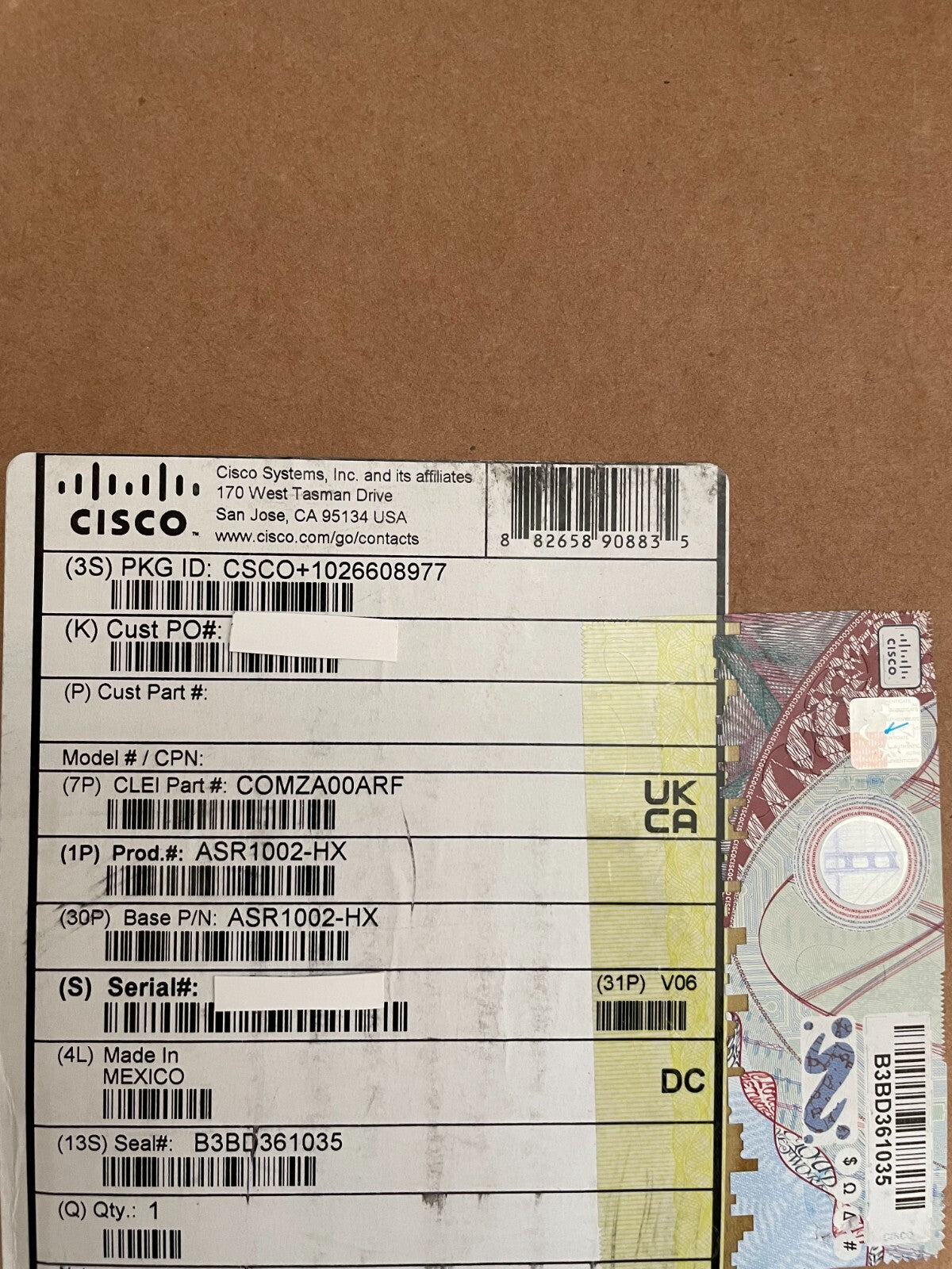 New Cisco ASR1000 ASR1002-HX Router ASR1002HX-IPSECHW, 2AC Power Supplies - actual 1