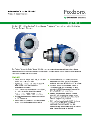 New FOXBORO IGP10-V22E1F PRESSURE TRANSMITTER - stock 1