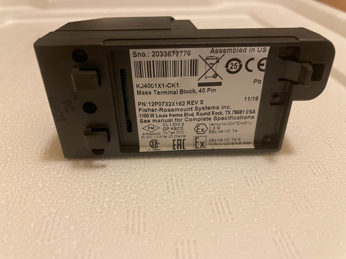 EMERSON DELTAV KJ4001X1-CK1 MASS TERMINAL BLOCK, 40 PIN 12P0732X162 REV S - actual 1