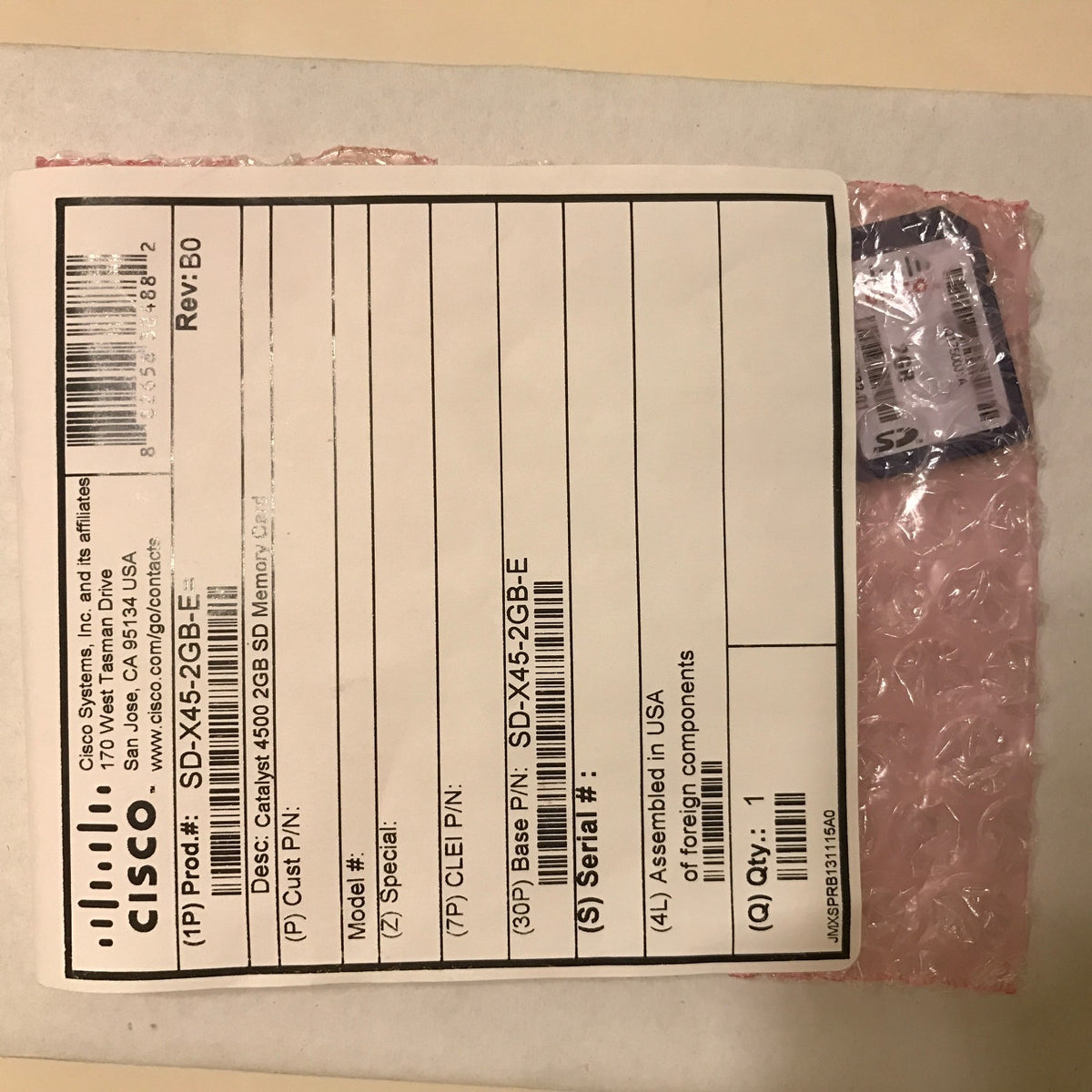 NEW SD-X45-2GB-E CISCO Catalyst 4500 2GB SD Memory Card for WS-X45-SUP8-E Qty - actual 1