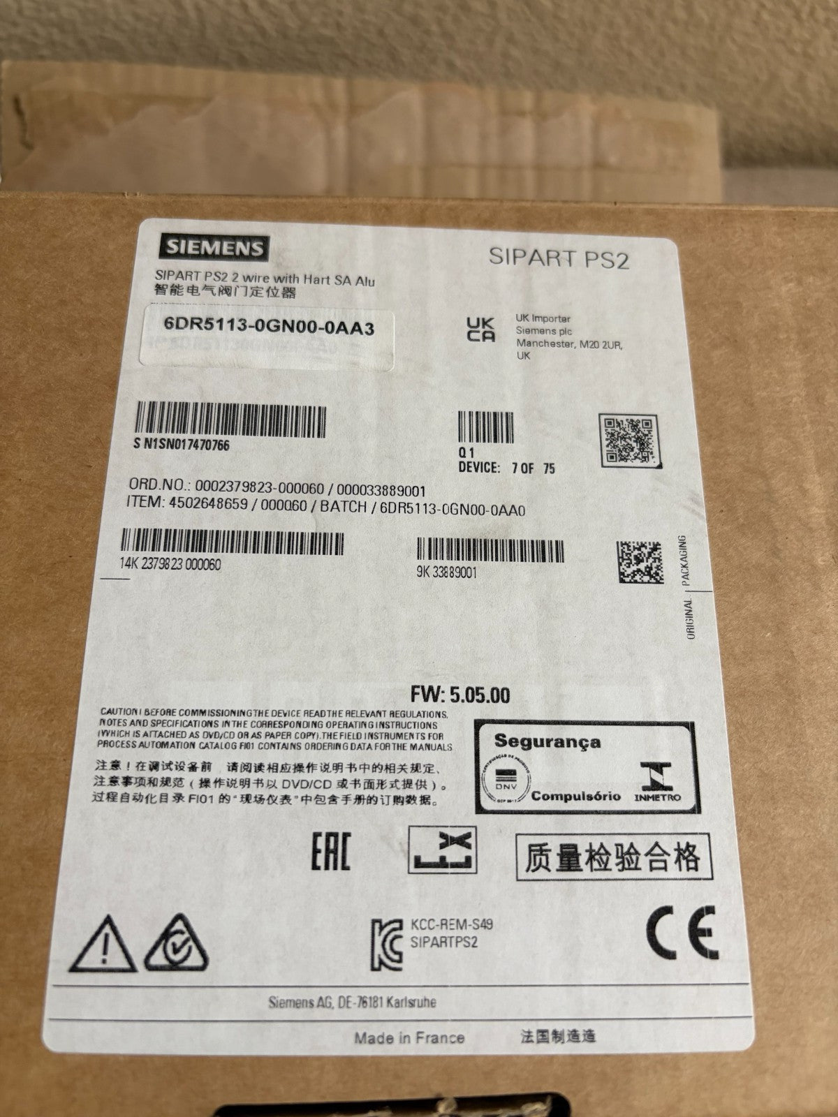 NEW Siemens Dyna Flow 6DR5113-0GN00-0AA3 SIPART PS2 - actual 1
