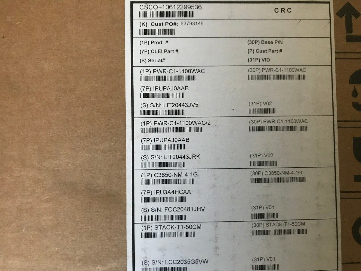 New Cisco WS-C3850-48U-L Catalyst 48-Port UPoE+, Dual AC power, C3850-NM-4-1G - actual 1