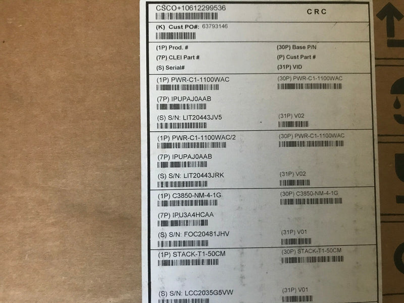 New Cisco WS-C3850-48U-L Catalyst 48-Port UPoE+, Dual AC power, C3850-NM-4-1G - actual 1
